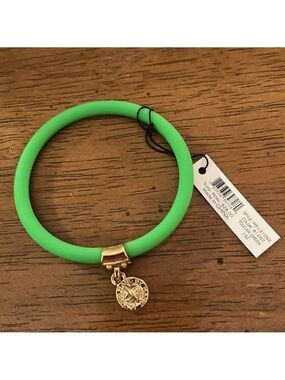 NWT Marc by Marc Jacobs Tubular Rubber Bracelet with Gold Charm - Green